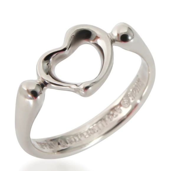 Tiffany & Co.Elsa peretti Open Heart Ring +pouch box Authentic size4.⭐️⭐️⭐️⭐️ - Picture 9 of 17